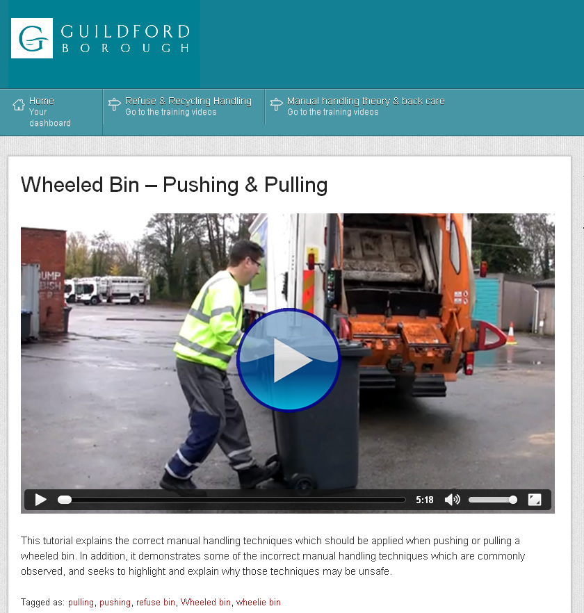 Guildford Council worker with wheeled bin