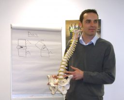 Manual Handling trainer, Laurence Jones, with spine