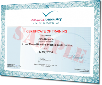 OFI sample certificate of training